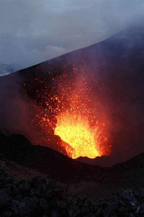 Eruption Tolbachik Volcano Ejection Fountain Lava From Crater