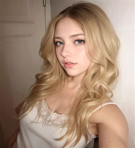 A Close Up Of A Woman With Long Blonde Hair And Blue Eyes SeaArt AI