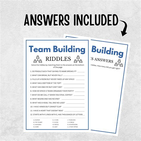 Team Building Games, Riddles, Team Building Trivia, Party Games for ...