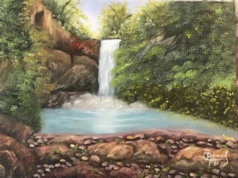 Pintando Cascada Pintura Al Oleo Cuadros De Cascadas Paisaje Para