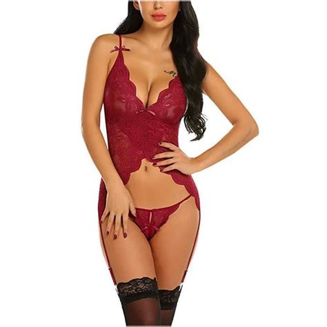 Femmes Mode Élégante Lingerie Sexy Dentelle Gaze Sous Vêtements Body