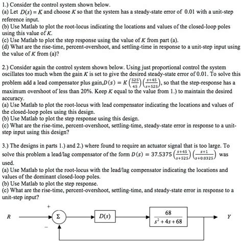 Solved Consider The Control System Shown Below Let D S K And