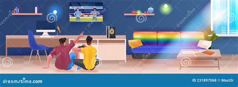 Two Men Playing Video Games Lgbt Rainbow Flag Gay Lesbian Love Parade Pride Festival Transgender