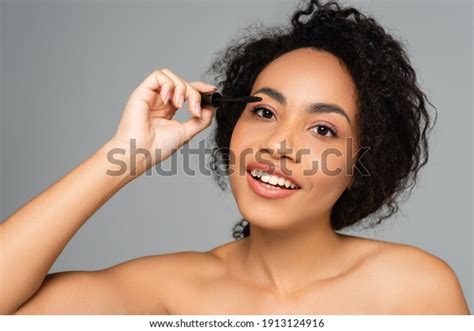 Smiling African American Woman Naked Shoulders Stock Photo Shutterstock