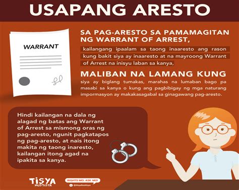 USAPANG PAG ARESTO TAMANG PAGPAPATUPAD NG WARRANT OF ARREST Tisya