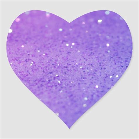 Bright Purple Glitter Shiny Sparkles Heart Sticker