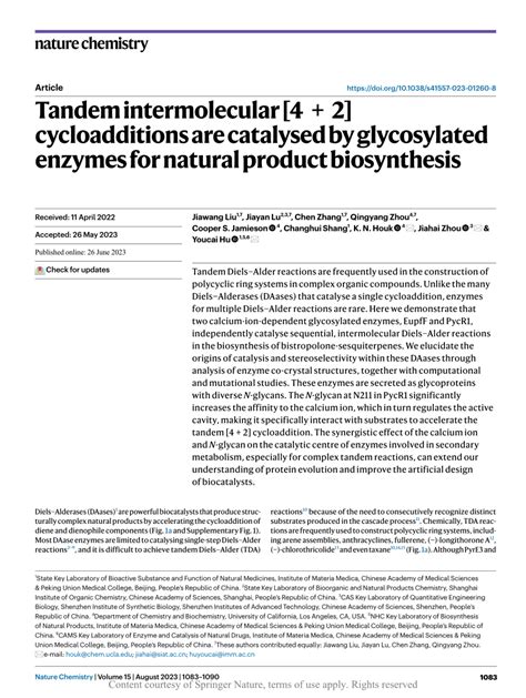 Tandem intermolecular [4 + 2] cycloadditions are catalysed by ...