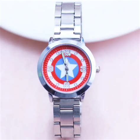 Children Quartz Watches Fashion Cartoon Captain America Kids Watch Boy ...