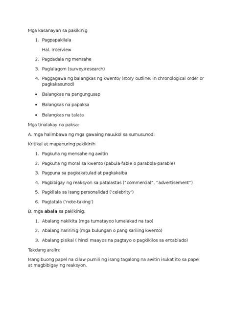 Outline Halimbawa Ng Balangkas