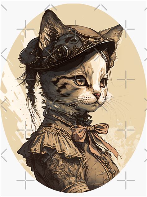 Marian Victorian Cat Sticker For Sale By Electric Llama Redbubble