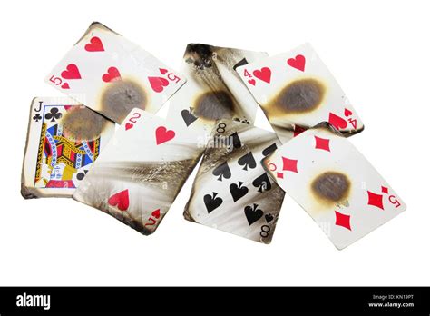 Burnt Playing Cards On White Background Stock Photo Alamy