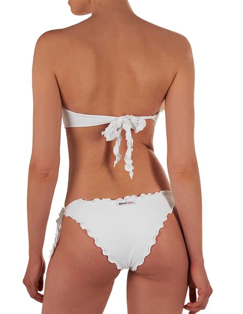 Bikini Fiori Fascia Frou Frou Con Slip O Brasiliana Bianco