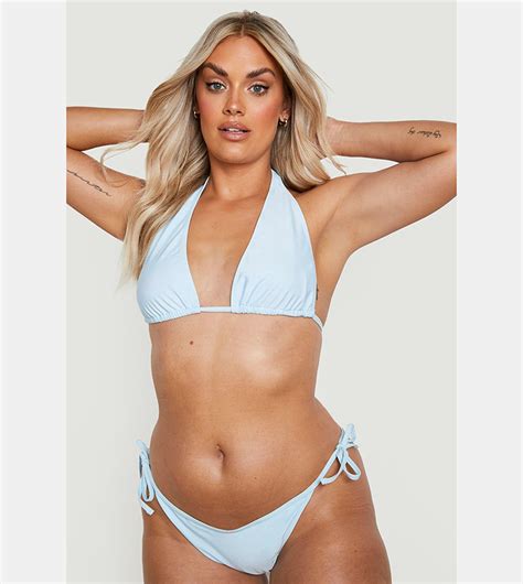Buy Boohoo Essentials Triangle Bikini Top In Blue Thstreet Uae