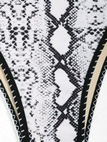 ZAFUL Leopard Snakeskin Whip Stitch Tie String Bikini Swimsuit In BLACK ZAFUL