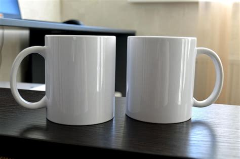 Premium Photo Two White Ceramic Cups