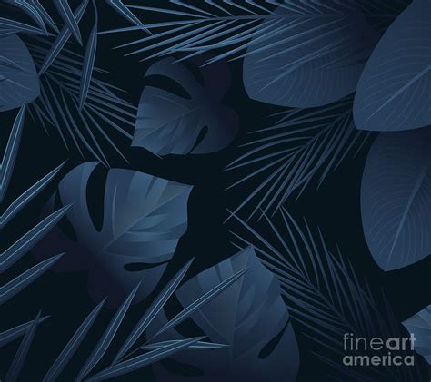 Realistic Dark Tropical Leaves Wallpaper Theme Digital Art By Noirty