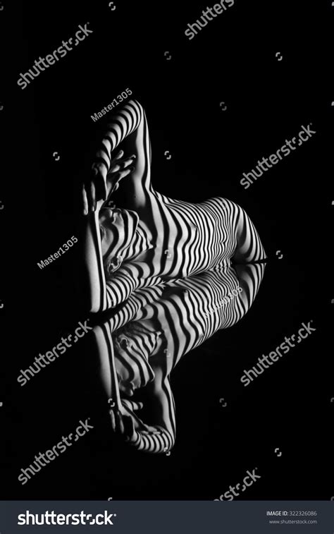 Nude Woman Her Reflection Black White Stock Photo Shutterstock