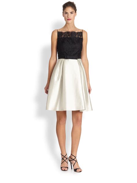 Lyst Teri Jon Lace And Silk Gazar Cocktail Dress In Black