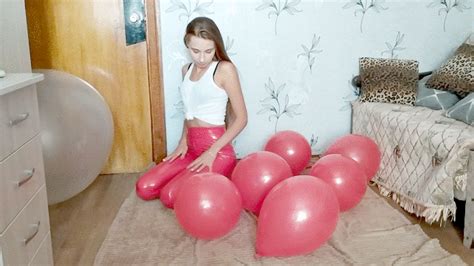 Sex Beauty With Balloons Red Latex Red Balloons