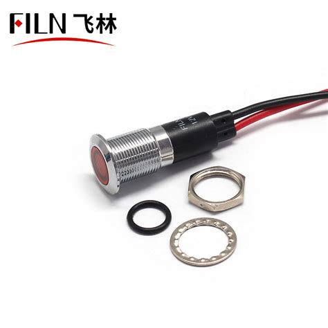 12mm 12v Metal Red Led Indicator Light