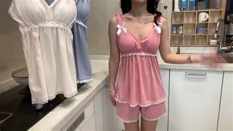 HOT ชดนอนพรอมแผนรองหนาอกสำหรบผหญงฤดรอนแบบใหมผาฝายถกสทบชดใสในบานสไตลเกาหล