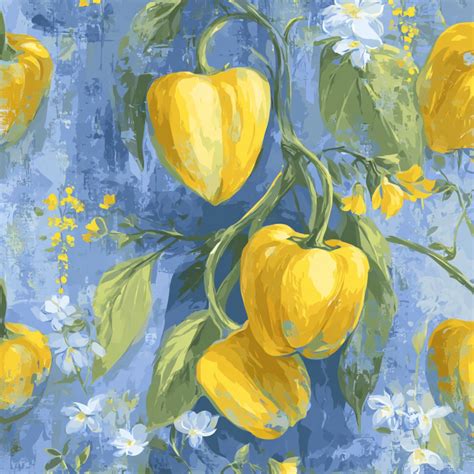 Yellow Bell Peppers Floral Pattern Free Stock Photo - Public Domain