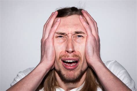 Crying Adult Male. Man Headache Stock Image - Image of male, desperation: 98058903