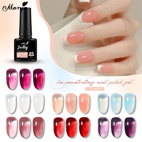 Monja Ml Colors Jelly Nail Gel Polish Ice Translucent Nude Pink Color Gel For Soak Off Uv Led