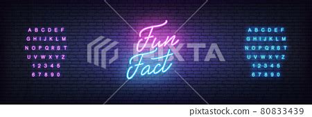 Fun Fact Neon Template Glowing Neon Lettering Stock Illustration