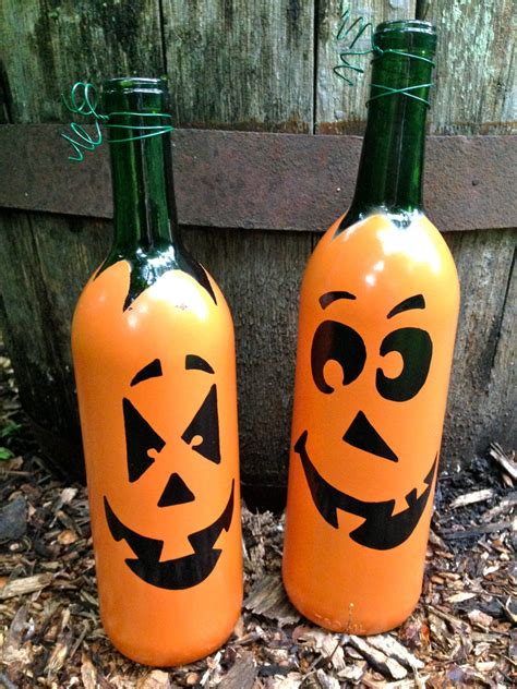 Fall Pumpkin Wine Bottle Décor Cute Autumn And By Hinzpirations 15 00 Halloween Wine Bottles