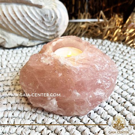 Crystal Candle Holder Rose Quartz GAIA CENTER CYPRUS