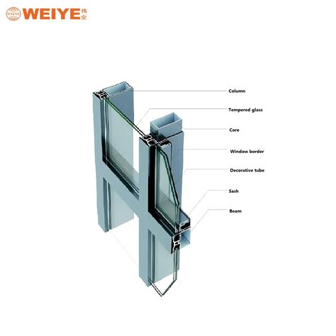 180gr Heat Insulated Curtain Wall System China Aluminium And