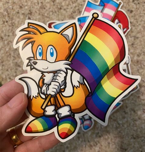 Sonic The Hedgehog Tails Gay Pride Flag Vinyl Sticker Lgbtq