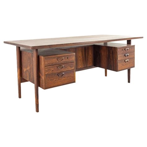 Danish Mid Century Modern Rosewood Executive Desk At 1stDibs