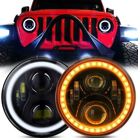 Inch Led Halo Headlight Turn Signal For Jeep Wrangler Jk Gladiator