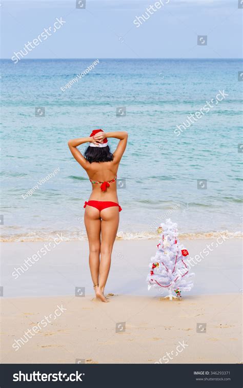 Sexy Girl Santa Bikini On Beach Stock Photo Shutterstock