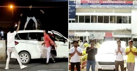 Watch Drunk Youth Dancing On Moving Car Roof End Up Paying A Rs 20000