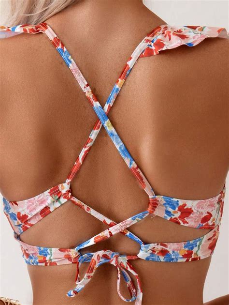 Summer Beach Women S Ditsy Floral Ruffled Bikini Set Music Festival Shein Usa