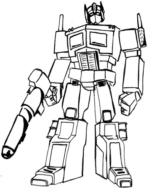 sketsa gambar mewarnai hitam putih robot transformers terbaru