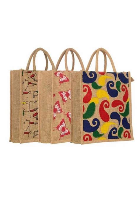 Royal Blue Peacock Printed Jute Shopping Bag Promotional Jute Bag Size