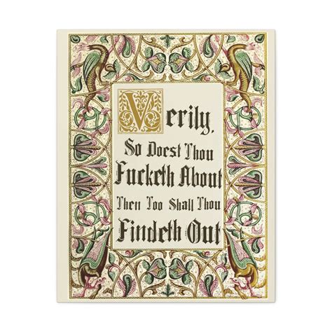 Fuck Around And Find Out Canvas Gallery Wraps Phrase Humor Illuminated Manuscript Humorous