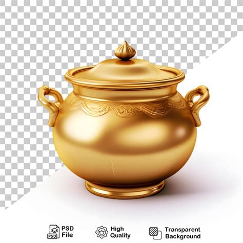 Металлический горшок золота изолирован на прозрачном фоне png файл ...
