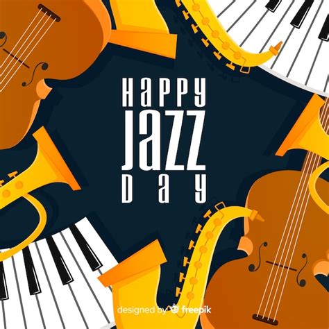 Free Vector Flat International Jazz Day Background