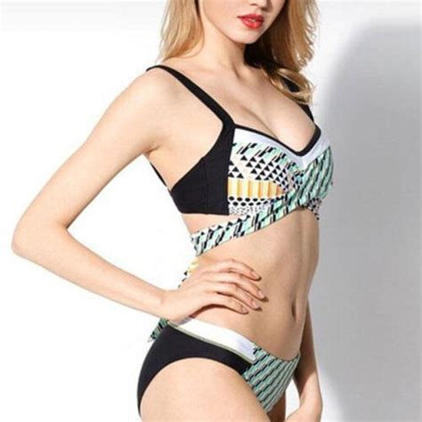 Large Size Bikini Set Large Cup Swimwear Women Retro Halter Neck Cross Swimming Suit Big Size