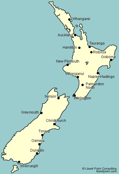 New Zealand Cities Map - ToursMaps.com
