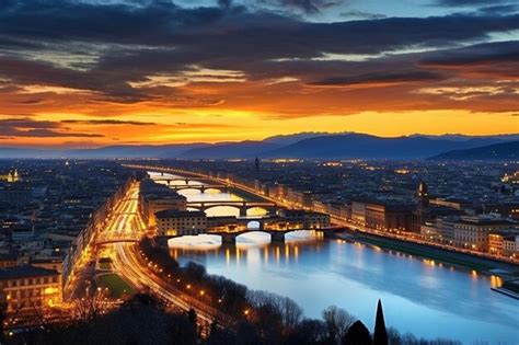 Premium Photo | A bridge over a river with a bridge and a river at sunset