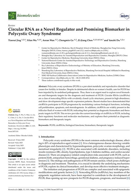 Pdf Circular Rna As A Novel Regulator And Promising Biomarker In