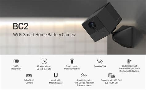 EZVIZ BC2 Security Camera with Battery, 1080p WiFi camera CCTV with PIR ...