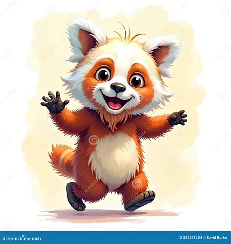 Cartoon Character Comedy Red White Panda Teddy Bear Running Happy Furry