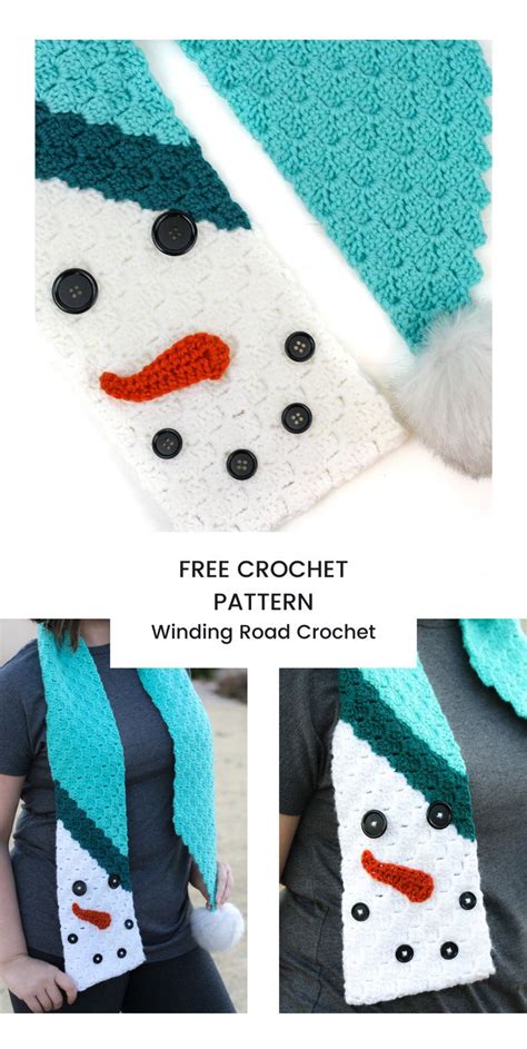 C2c Snowman Scarf Free Crochet Pattern Winding Road Crochet Crochet